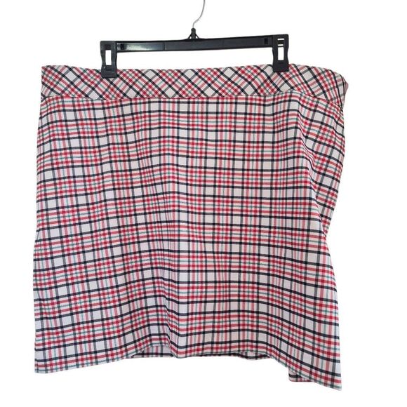 Izod Golf Women's White/Red/Navy Cotton/Poly Plaid Athletic Skirt Skort - Picture 4 of 5